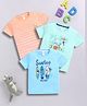 Little Ninja Cotton Pack Of 3 Half Sleeves Striped & Dinosaur Printed Tees - Multi Colour
