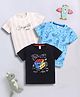 Little Ninja Cotton Pack Of 3 Half Sleeves Dinosaur & Rubiks Cube Printed Tees - Multi Colour