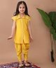 Kinder Kids Jacquard Half Sleeves Floral Foil Printed Shirt Style Kurta & Dhoti Set - Yellow