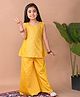 Kinder Kids Cotton Sleeveless Floral Foil Printed Kurta With Palazzo Set - Yellow