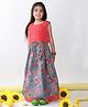 Kinder Kids Cotton Sleeveless  Floral Printed & Embroidered Lehenga Choli - Blue & Red
