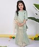 Kinder Kids Cotton Three Fourth Sleeves Floral Sequin Embellished & Embroidered Kurta With Sharara & Dupatta - Green