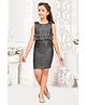 Lei-Chie Sleeveless Frill Detailed Striped Floral Applique Dress - Black