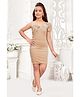 Lei-Chie Velvet One Shoulder Sequin Embellished Dress With Belt - Beige