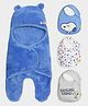 Mi Arcus Baby New Born Essentials Gift Set Hamper Including Hooded Blanket & 3 Bibs- Multicolor