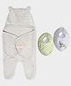 Mi Arcus Baby New Born Essentials Gift Set Hamper Including Hooded Blanket & 2 Bibs- Multicolor