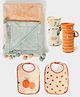Mi Arcus Baby New Born Essentials Gift Set Hamper Including Blanket, Bottle Covers & Bibs-Peach