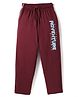 Taeko Single Jersey Knit Full Length Track Pants With Text Print - Maroon