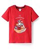 Taeko Single Jersey Knit Half Sleeves T-Shirt with Ship Print - Red