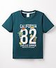 Taeko Single Jersey Half Sleeves T-Shirt with Beach Theme Print - Teal Blue