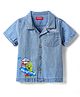 Babyhug Cotton Woven Half Sleeves Washed Shirt with Animal Print - Blue