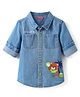 Babyhug Cotton Woven Half Sleeves Washed Shirt with Animal Print - Blue