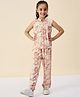 Stylo Bug Viscose Rayon Sleeveless Floral Printed Top With Coordinating Pants Set - Peach
