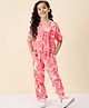 Stylo Bug Viscose Rayon Half Sleeves Abstract Printed Top With Coordinating Pant Set - Pink