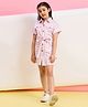 Stylo Bug Cotton Half Sleeves Checked Shirt Style Dress - Pink