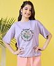 Stylo Bug Cotton Blend Half Sleeves Floral Printed Tee - Purple