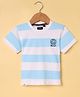 Ruff Sinker Knit Half Sleeves T-Shirt With Stripes - Light Blue