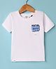 Ruff Sinker Knit Half Sleeves T-Shirts with Text Print - White