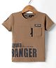 Ruff Sinker Knit Half Sleeves T-Shirt With Squad Danger Print - Brown