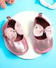 Baby Moo Bow Applique Detailed & Star Designed Anti Skid With Velcro Closure Ballerinas - Pink