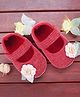 Baby Moo Floral Applique Detailed Mary Jane Anti Skid Ballerinas With Velcro Closure - Maroon