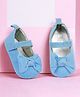 Baby Moo Bow Applique Detailed & Self Designed Anti Skid With Velcro Closure Ballerinas - Blue