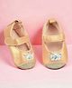 Baby Moo Crown Designed Anti Skid With Velcro Closure Ballerinas - Gold Metallic