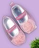 Baby Moo Floral Applique Shimmered Ballerinas - Pink Metallic