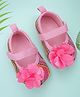 Baby Moo Floral Applique Detailed Anti Skid Ballerinas - Pink