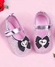Baby Moo Heart & Bow Applique Detailed Glittered Anti Skid Mary Jane Ballerinas With Velcro Closure - Purple