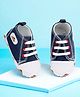 Baby Moo Car Designed Colour Blocked Anti Skid Lace Up Sneakers - Blue