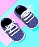 Baby Moo Hearts Designed Anti Skid Shoes - Navy Blue