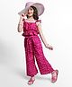 OLLINGTON ST. Woven Sleeveless Polka Dots Printed Co-ords Top & Culottes Set with Fabric Belt - Dark Pink
