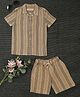 The Lion and the Fish Half Sleeves Striped Coordinating Shirt & Shorts Set -Vintage Khaki