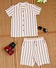 The Lion and the Fish Half Sleeves Striped Coordinating Shirt & Shorts Set - Baby Pink