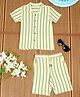 The Lion and the Fish Half Sleeves Striped Coordinating Shirt & Shorts Set - Lemon Yellow