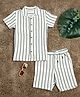 The Lion and the Fish Cotton Half Sleeves Striped Shirt & Coordinating Shorts Set - Teal Blue