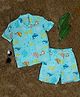 The Lion and the Fish Viscose Half Sleeves Sea Life Printed Coordinating Shirt & Shorts Set - Aqua Blue