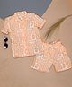 The Lion and the Fish Viscose Half Sleeves Aztec Printed Shirt & Coordinating Shorts Set - Tangerine