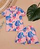 The Lion and the Fish Viscose Half Sleeves Tropical Flowers Printed Shirt & Coordinating Shorts Set - Dusty Pink