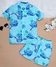The Lion and the Fish Viscose Half Sleeves Tropical Flowers Printed Shirt & Coordinating Shorts Set - Sky Blue