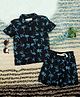 The Lion and the Fish Viscose Half Sleeves Palm Tree Printed Coordinating Shirt & Shorts Set - Midnight Blue