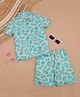 The Lion & the Fish Viscose Half Sleeves Doodle Art Printed Coordinating Shirt & Shorts Set - Jade Green
