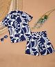 The Lion & the Fish Viscose Half Sleeves Abstract Printed Coordinating Shirt & Shorts Set - Royal Blue