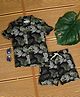 The Lion & the Fish Viscose Half Sleeves Leaves Printed Coordinating Shirt & Shorts Set - Black