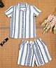 The Lion & the Fish Half Sleeves Chevron Printed Coordinating Shirt & Shorts Set - Blue & White