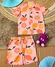 The Lion and the Fish Viscose Half Sleeves Fruit Printed Coordinating Shirt & Shorts Set - Peach & Mustard