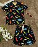The Lion and the Fish Viscose Half Sleeves Skateboard Printed Coordinating Shirt & Shorts Set - Black