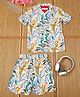 The Lion and the Fish Viscose Half Sleeves Abstract Printed Coordinating Shirt & Shorts Set - Multi Colour