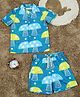 The Lion and the Fish Viscose Half Sleeves Mushroom Printed Coordinating Shirt & Shorts Set - Teal Blue